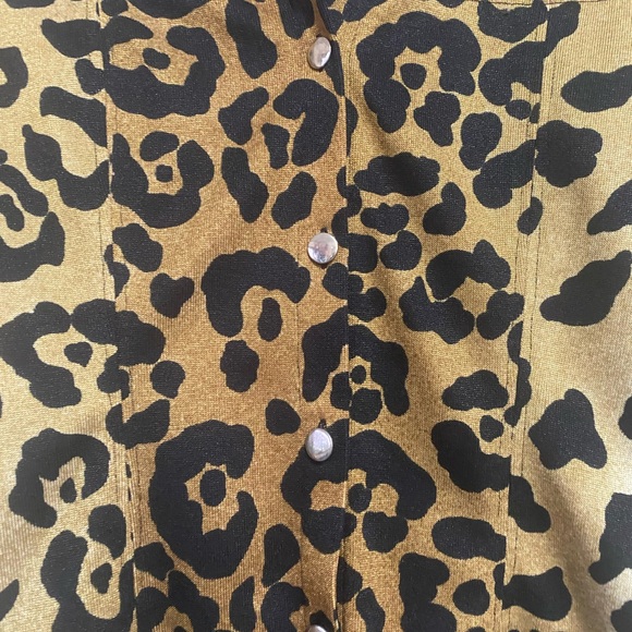 Leopard Print Poly 2 Piece Set Vintage Scary Spice Mob Wife Size S - Picture 3 of 8